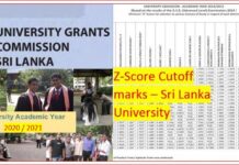 University Z Score Cut Off Marks Release www.ugc.ac.lk
