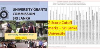 University Z Score Cut Off Marks Release www.ugc.ac.lk