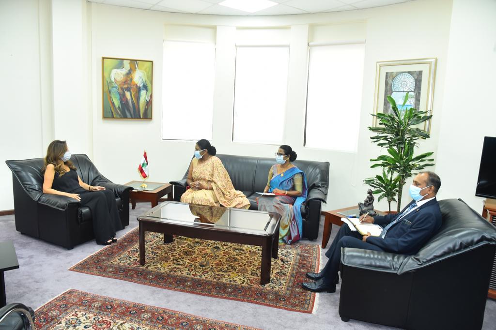 Courtesy call on Deputy Prime Minister Foreign and Defense Minister of the Republic of Lebanon Zeina Akar by the Ambassador of Sri Lanka