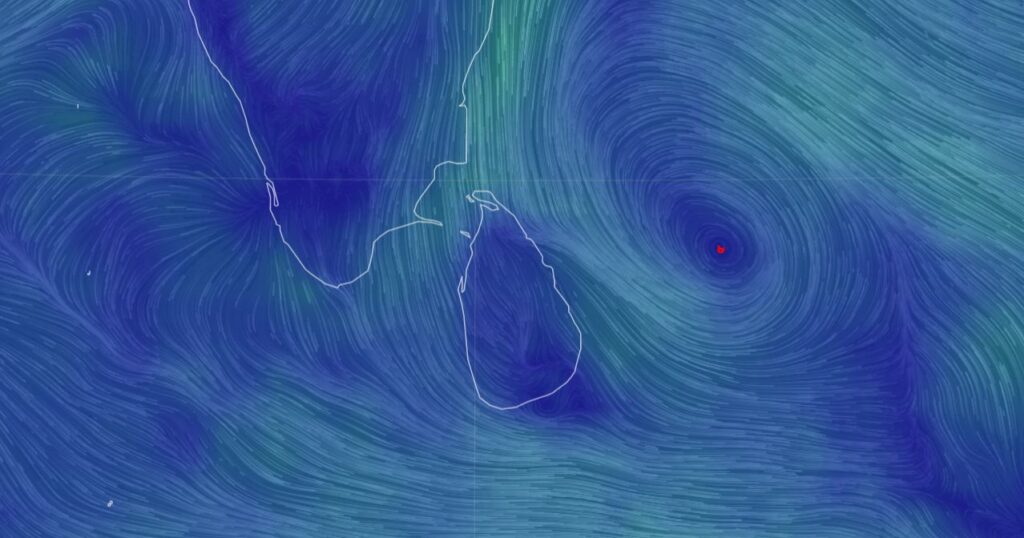 Cyclonic Circulation in Bay Of Bengal close to Sri Lanka East Coast