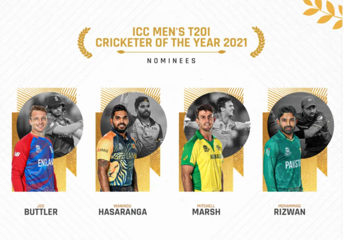 Mohammad Rizwan, Mitchell Marsh, Jos Buttler and Wanidu Hasaranga listed among ICC's four nominees for Men's T20 Cricketer of the Year Award.