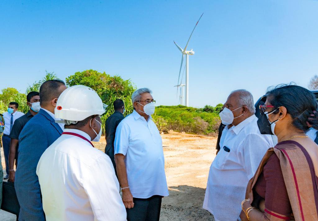President visits Mannar to inspect Thambapavani Wind Power Station