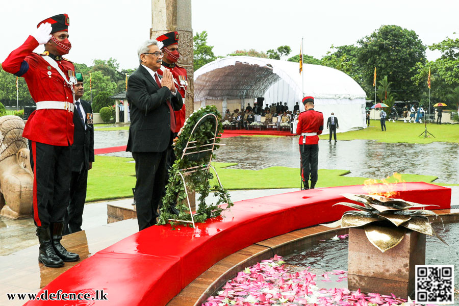 The 13th National War Heroes Commemoration Ceremony was held in a low profile at the National War Hero Cenotaph in Sri Jayawardenepura, Kotte under the auspices of Commander-in-Chief of the Armed Forces His Excellency the President Gotabaya Rajapaksa this morning (May 19).