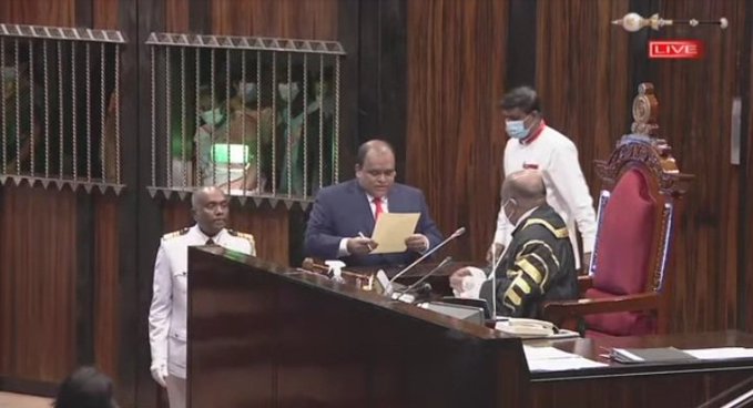 Dhammika Perera took oaths as a SLPP National list Member of Parliament before the Speaker