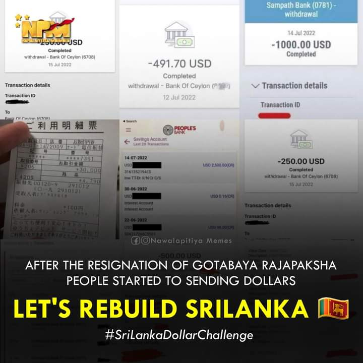 Sri Lankans start sending Dollars #SriLankaDollarChallenge Hashtag Trending