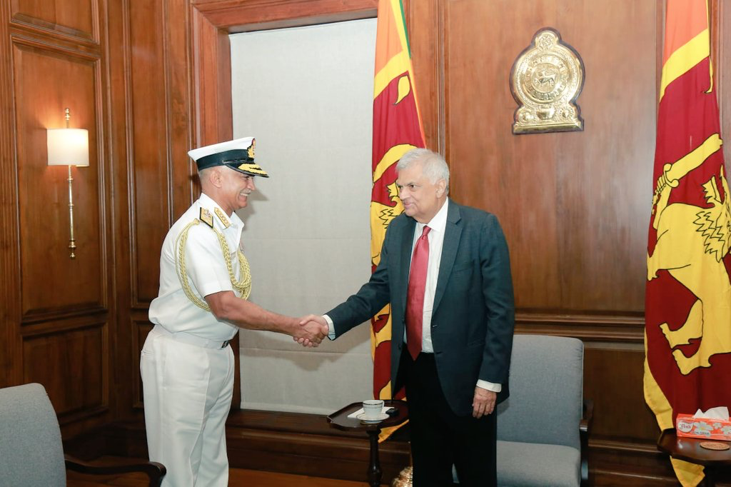 Indian navy chief meets SL President, PM for talks on defence cooperation