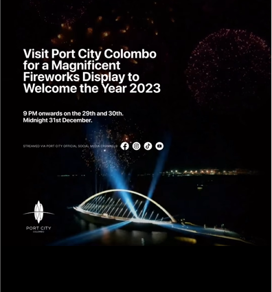 Welcome 2023. Grand Fireworks at Port City Colombo