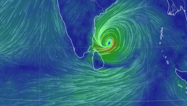 Strong Winds Heavy Rains due to Cyclone Mandous