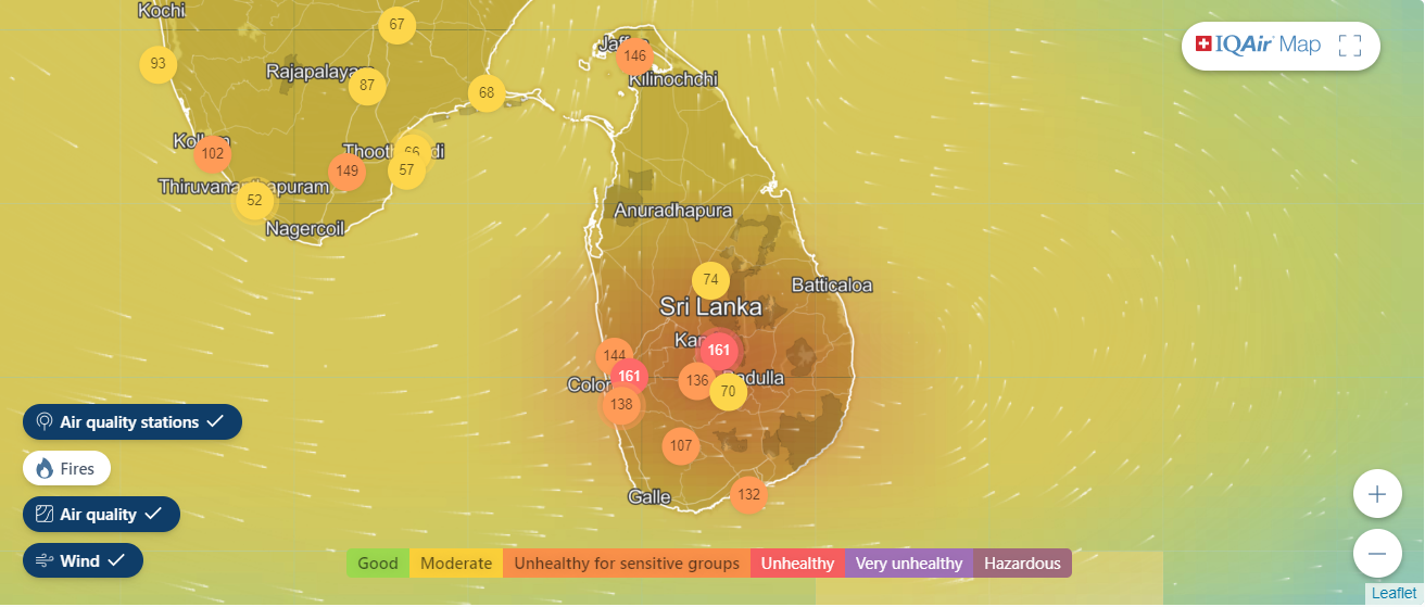 Air Quality index, an increase in pollution levels in some areas