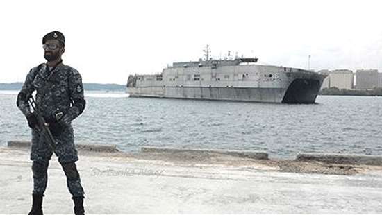 USNS Brunswick, a Spearhead-Class Expeditionary Fast Transport ship of the U.S. Navy arrived at the port of Trincomalee today.