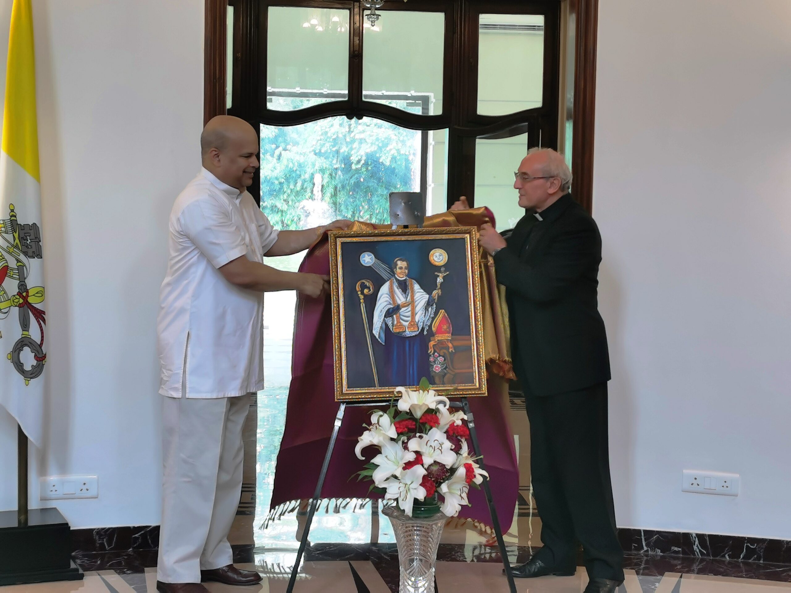 A Portrait of St. Joseph Vaz, the ‘Apostle of Sri Lanka’ unveiled at the Apostolic Nunciature in New Delhi