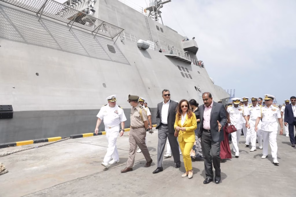 The U.S. Navy’s Littoral Combat Ship USS Santa Barbara (LCS 32) arrived at Colombo Port on August 16 for its first visit to Sri Lanka, highlighting over 75 years of U.S.–Sri Lanka partnership, maritime security cooperation, and a shared commitment to a free and open Indo-Pacific.